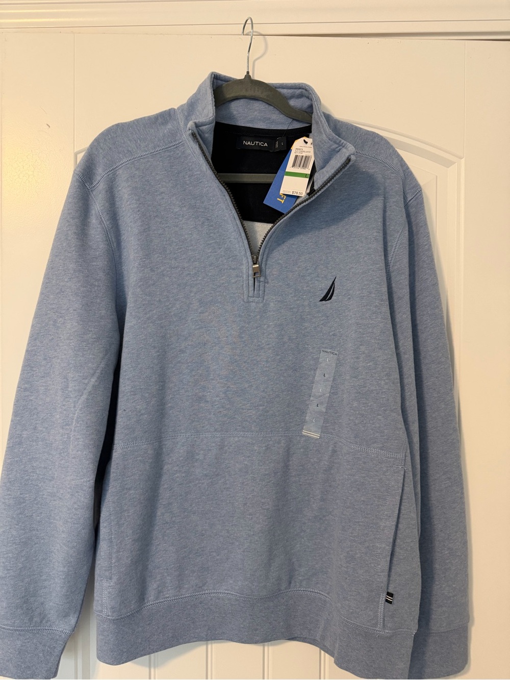 Nautica Men's Heather Sky Blue Half-Zip Pullover